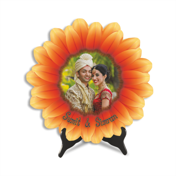 Sunflower Personalized Photo Round Plate